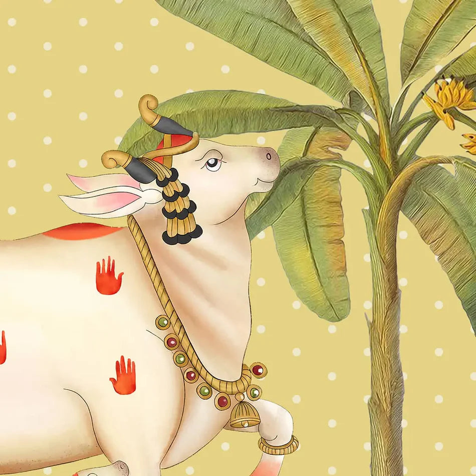 Yellow Garden pichwai wallpaper - customized garden wallpaper with surabhi cows