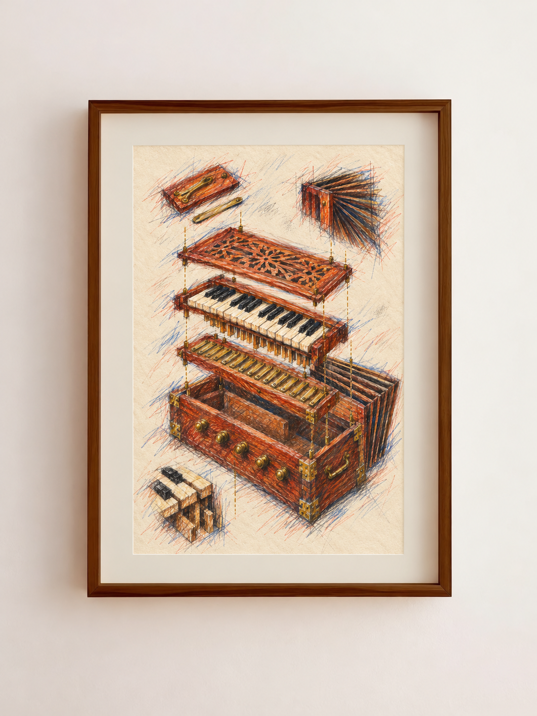 Classical Instrument Art Print – Harmonium, The Breathing Box Unstacked