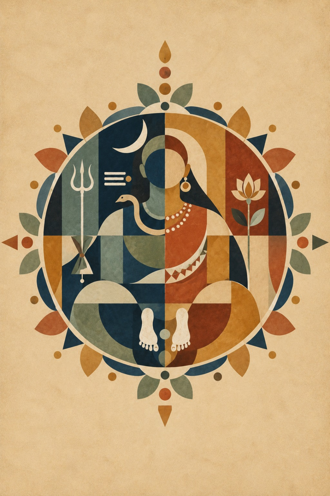 Rangoli Art Print – Ardhanarishvara in Balance