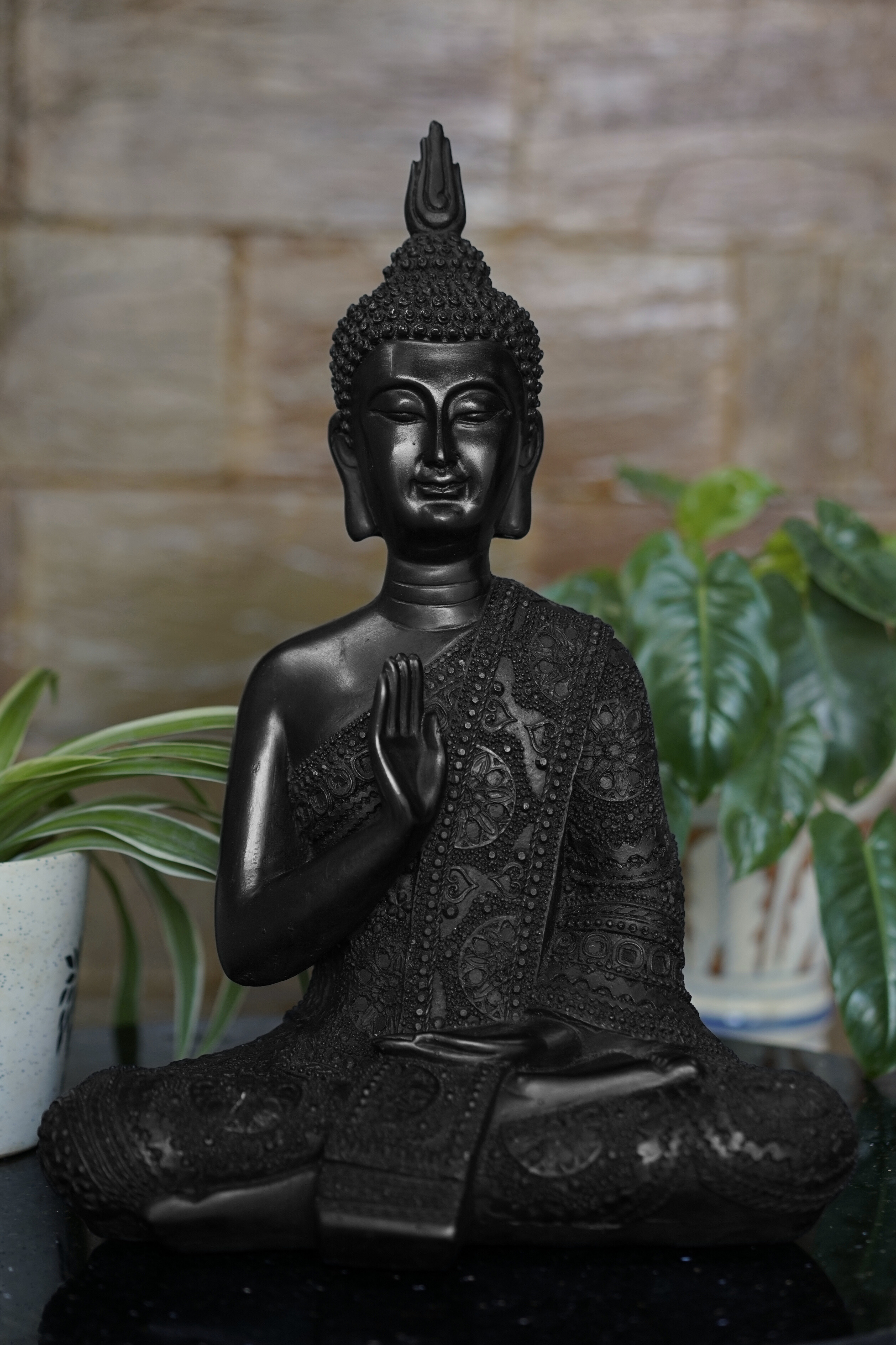 Black Wood Meditating Buddha
