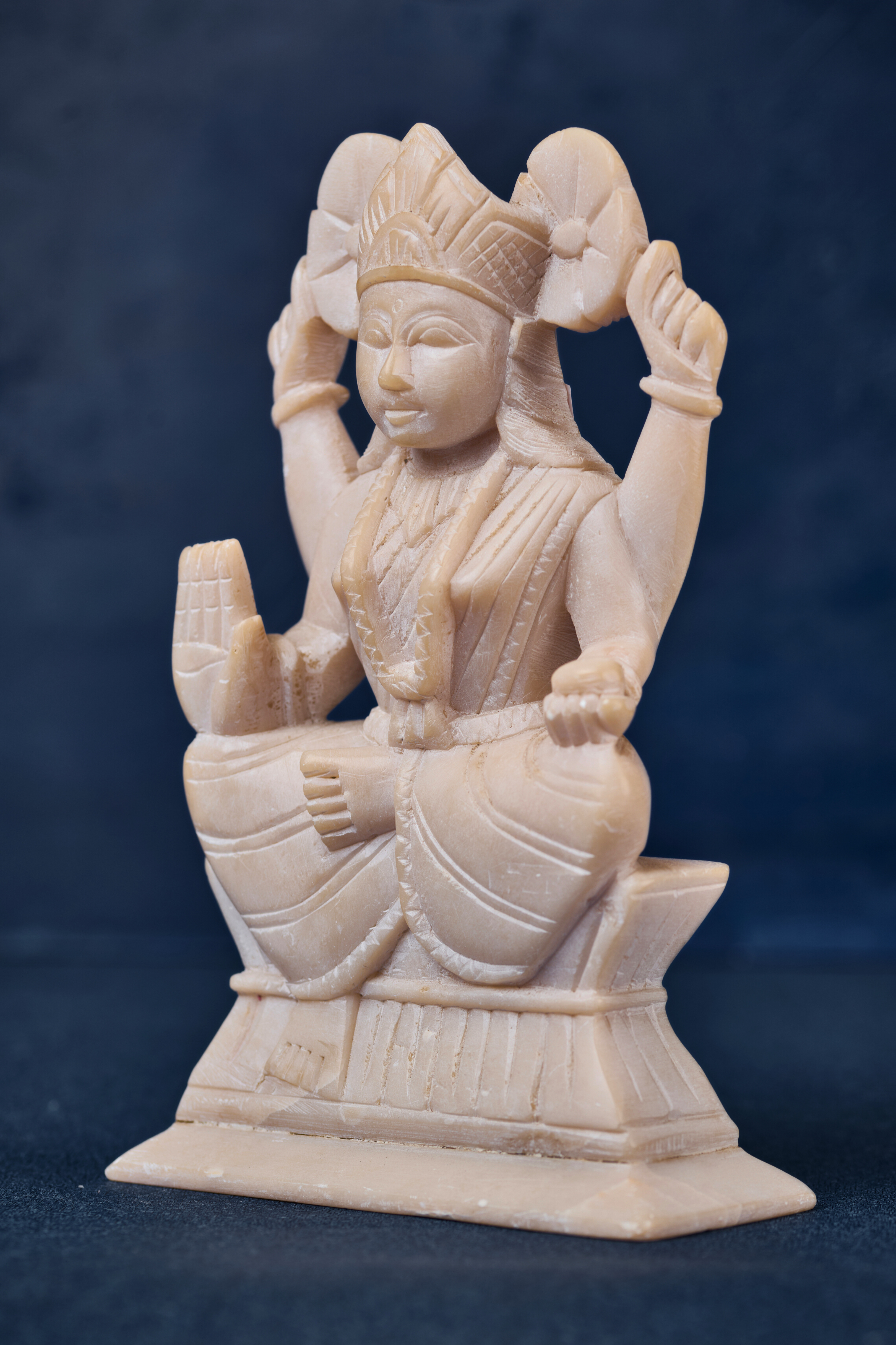 Lakshmi Goddess Statue in Light Stone