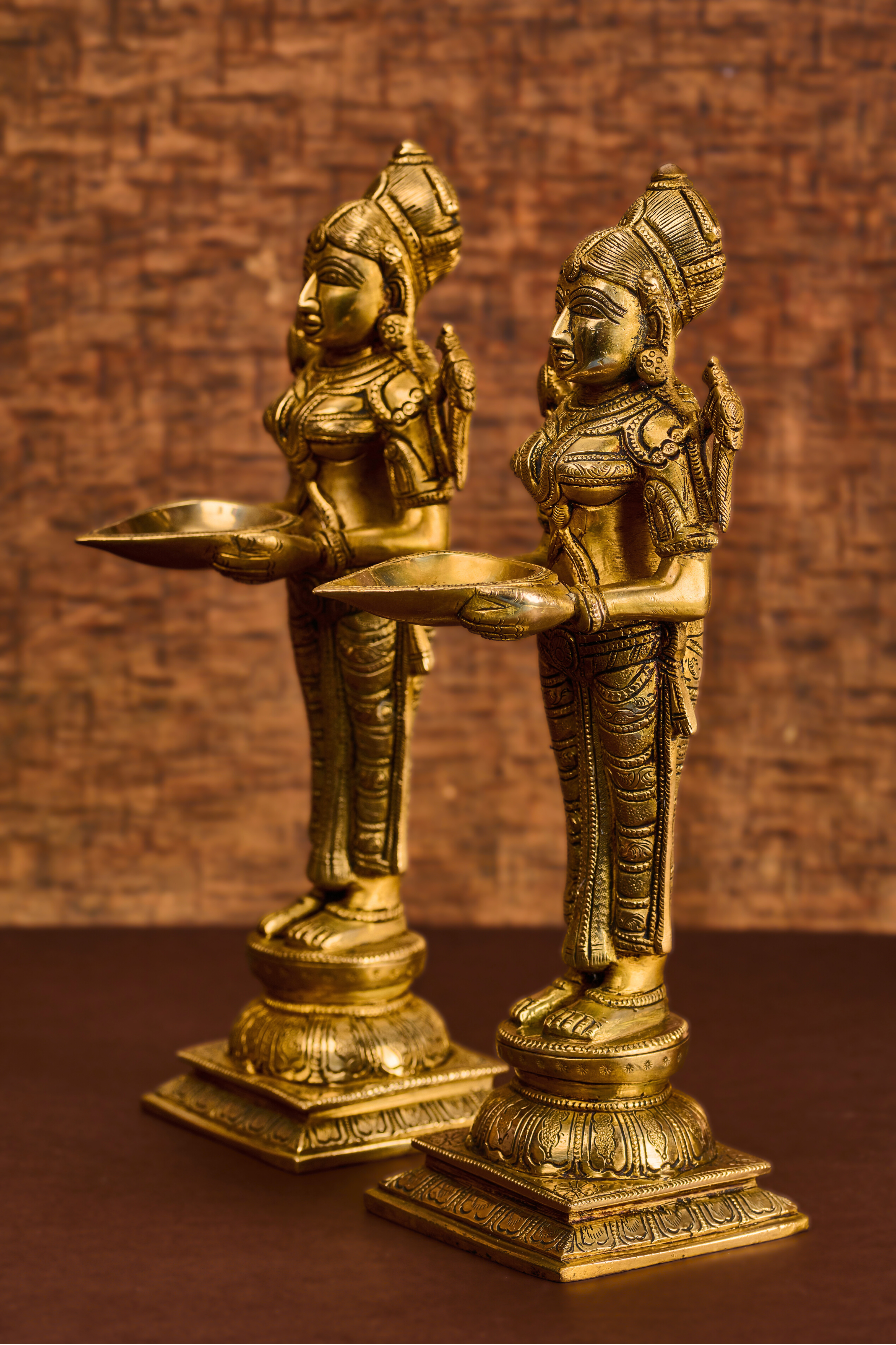 Twin 'Lakshmi' Goddesses in Brass