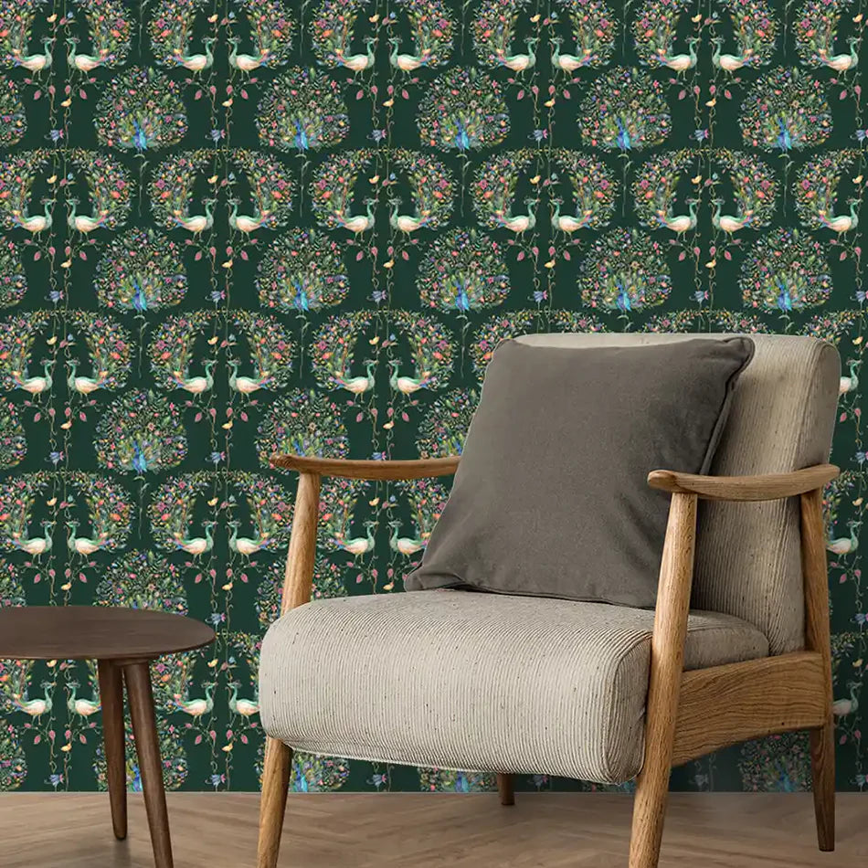 Barkha Monsoon wallpaper - Customized Peacock patterned wallpaper