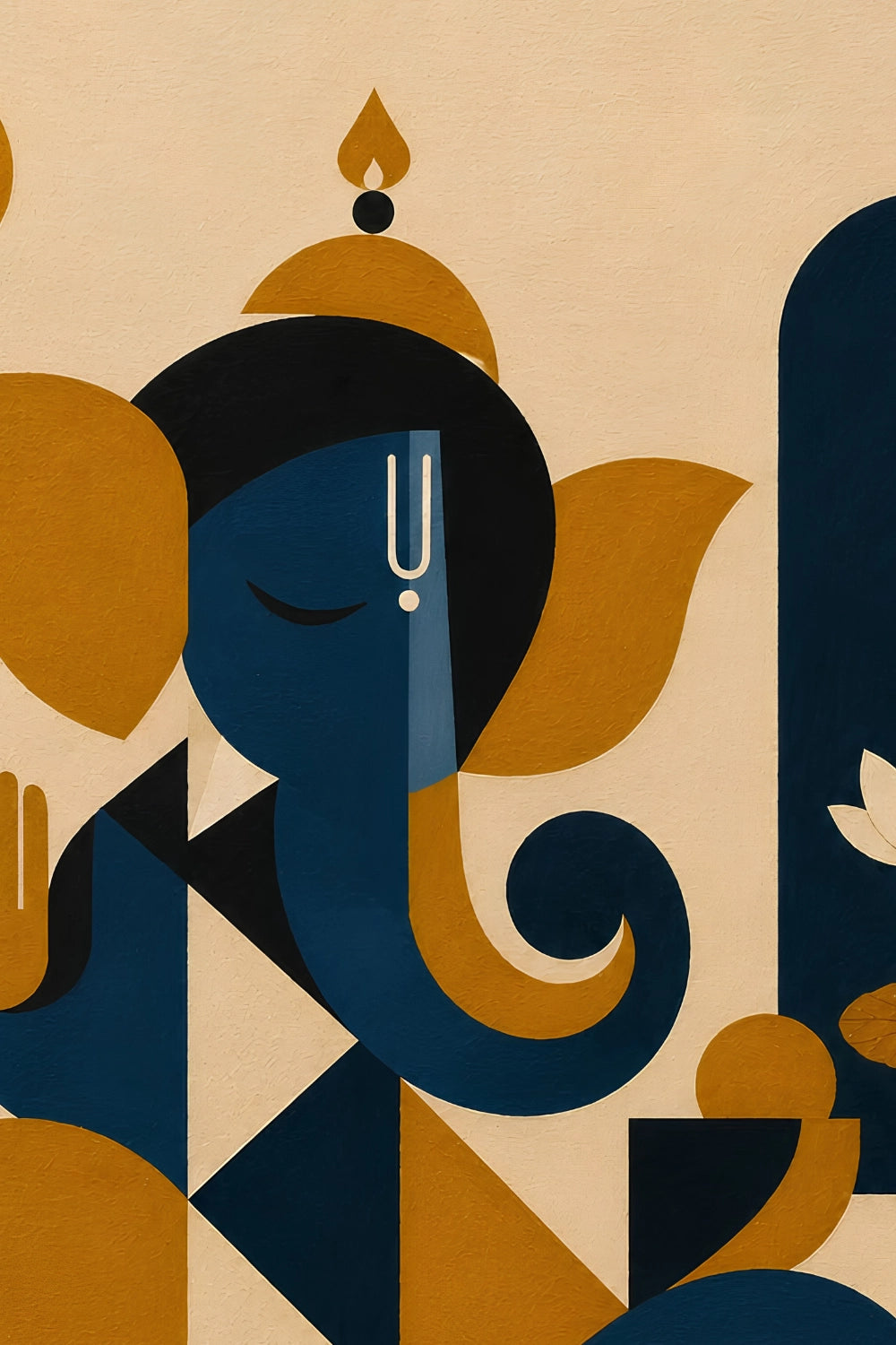 Handpainted – Indo-Bauhaus – “Abhaya Ganapati”: Ganesha in Blessing