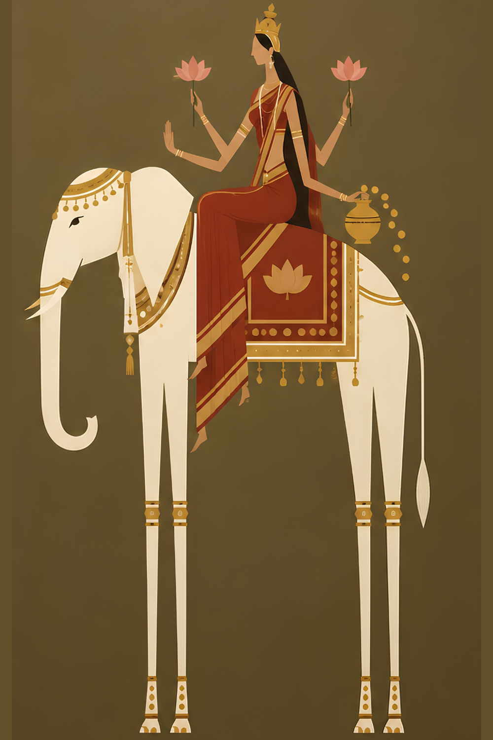 Art Print Set – “Vahana”: Vishnu on Garuda and Lakshmi on the White Elephant, Set of 2