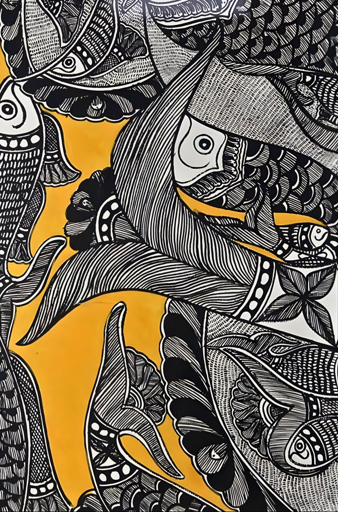 Ras of the Fish - Madhubani Painting