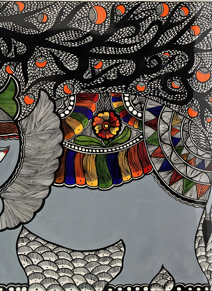 Elephant in Rhythm – Madhubani Painting