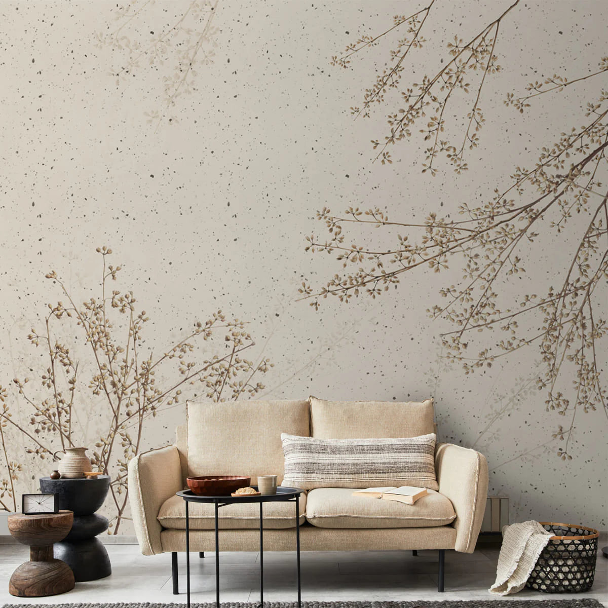 Desert Grace Botanical wallpaper - Customized minimalist floral wallpaper for living room