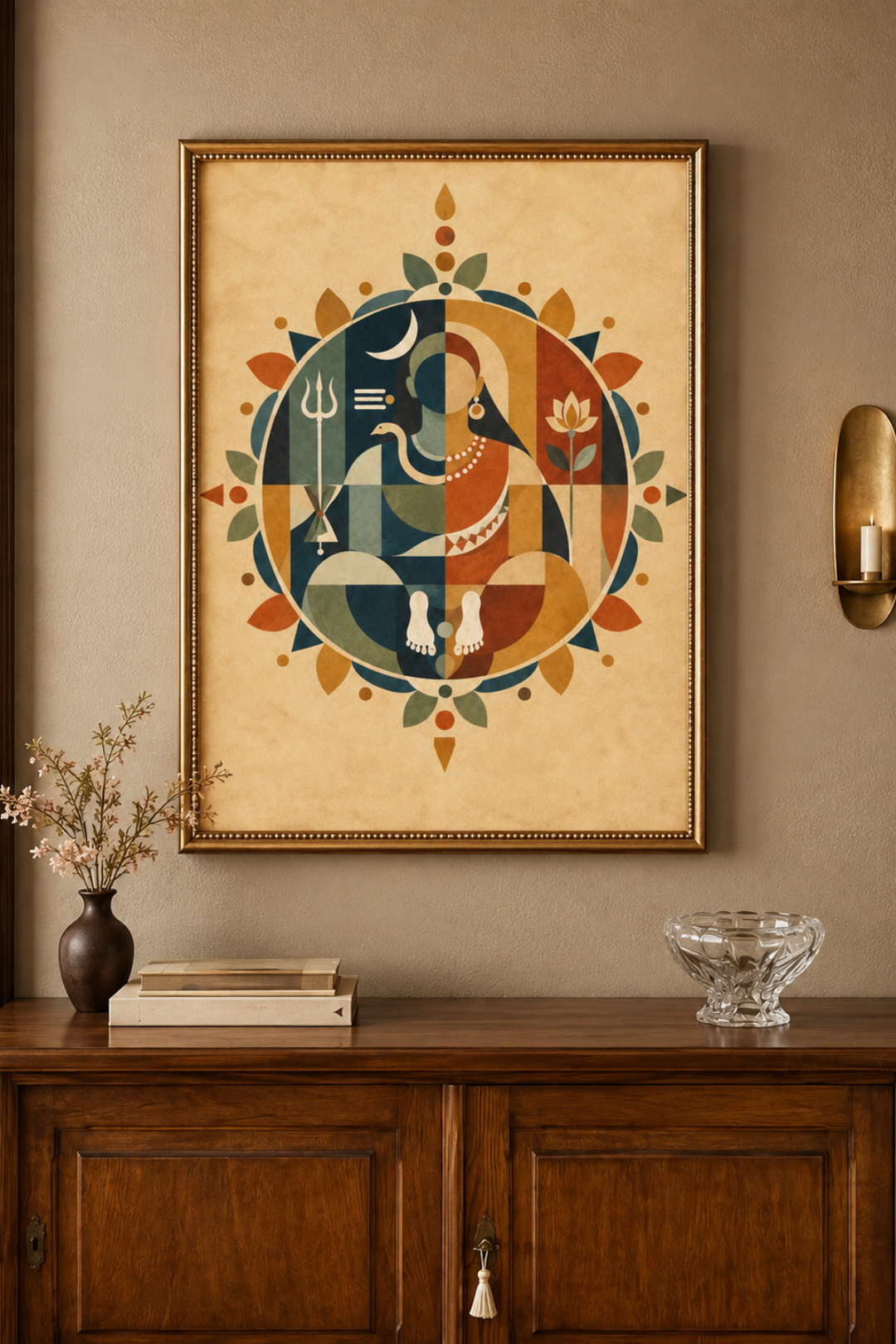 Rangoli Art Print – Ardhanarishvara in Balance