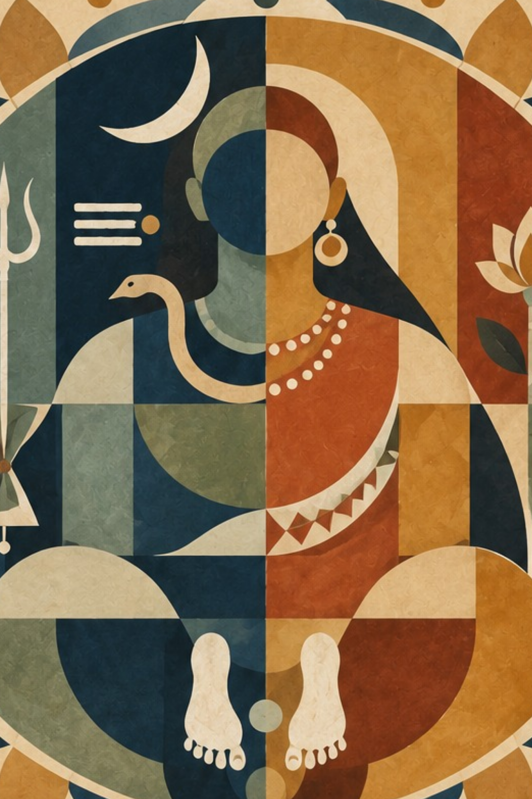 Rangoli Art Print – Ardhanarishvara in Balance