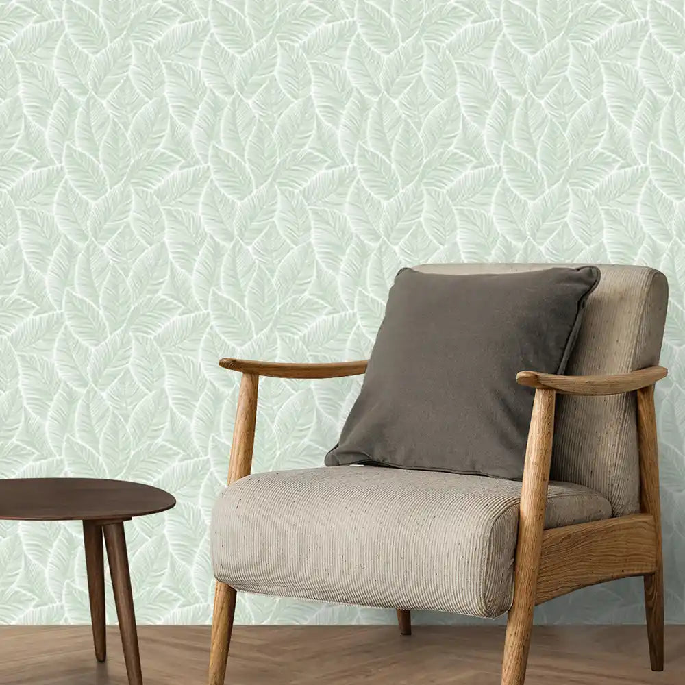 Nomadic spirit banjara green wallpaper - Customized leaf wallpaper for living room