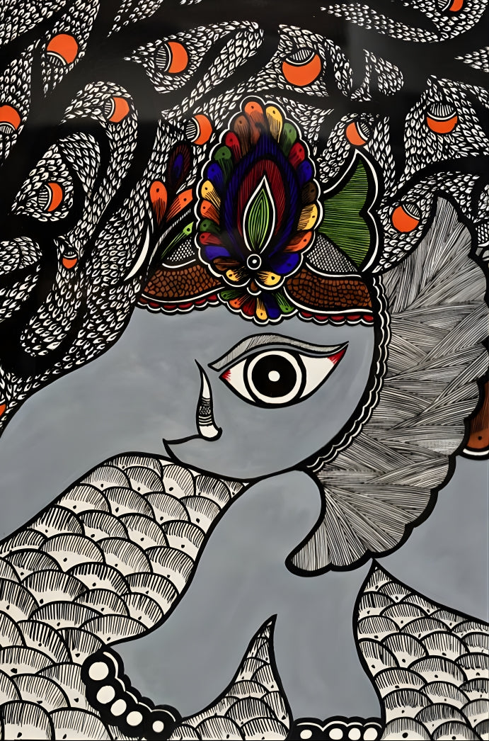 Elephant in Rhythm – Madhubani Painting