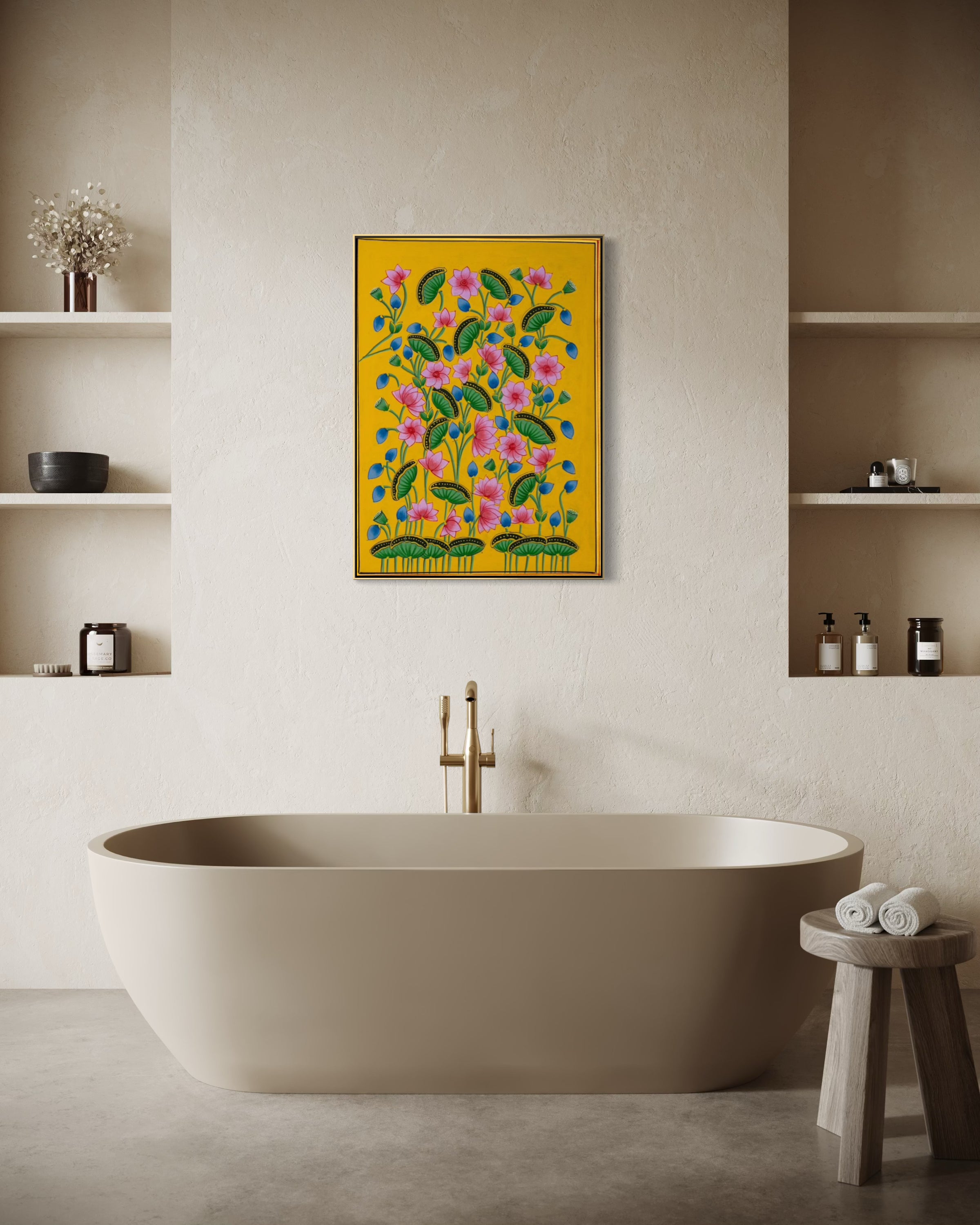 Golden Lotus Garden - Pichwai Painting