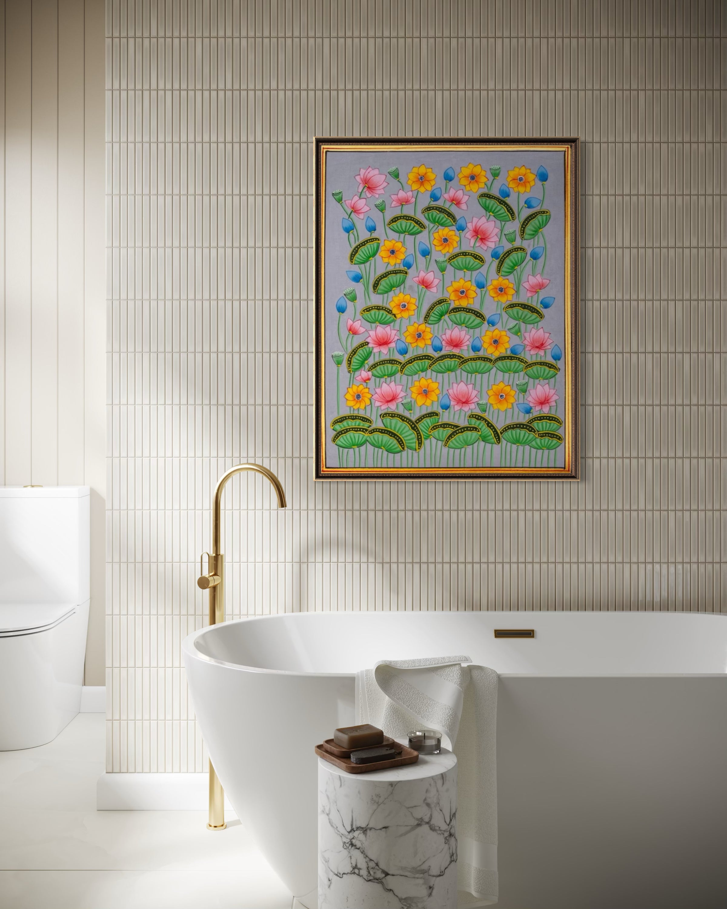 Lotus Garden in Bloom - Pichwai painting