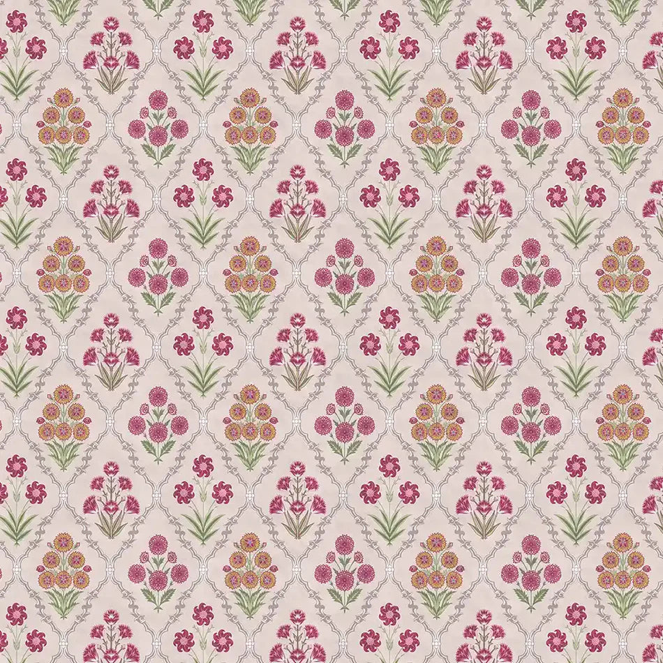 Blooming Grace Phulwari wallpaper - customized pink and purple floral patterned wallpaper