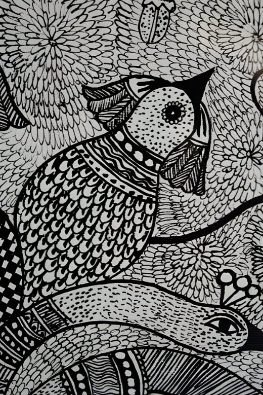 Song of the Peacock: Birds in Harmony - Madhubani Paintings