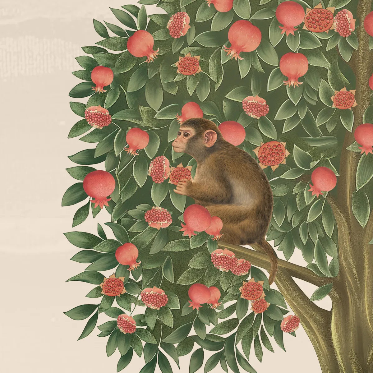 Regal forest wall design featuring organic patterns and tranquil greenery for a sophisticated interior ambience