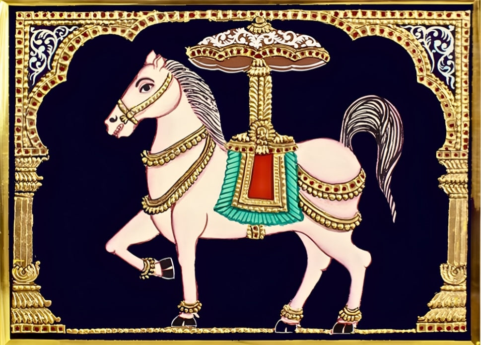 Palace Horse - Mysore Paintings (22KT Gold Leaf)