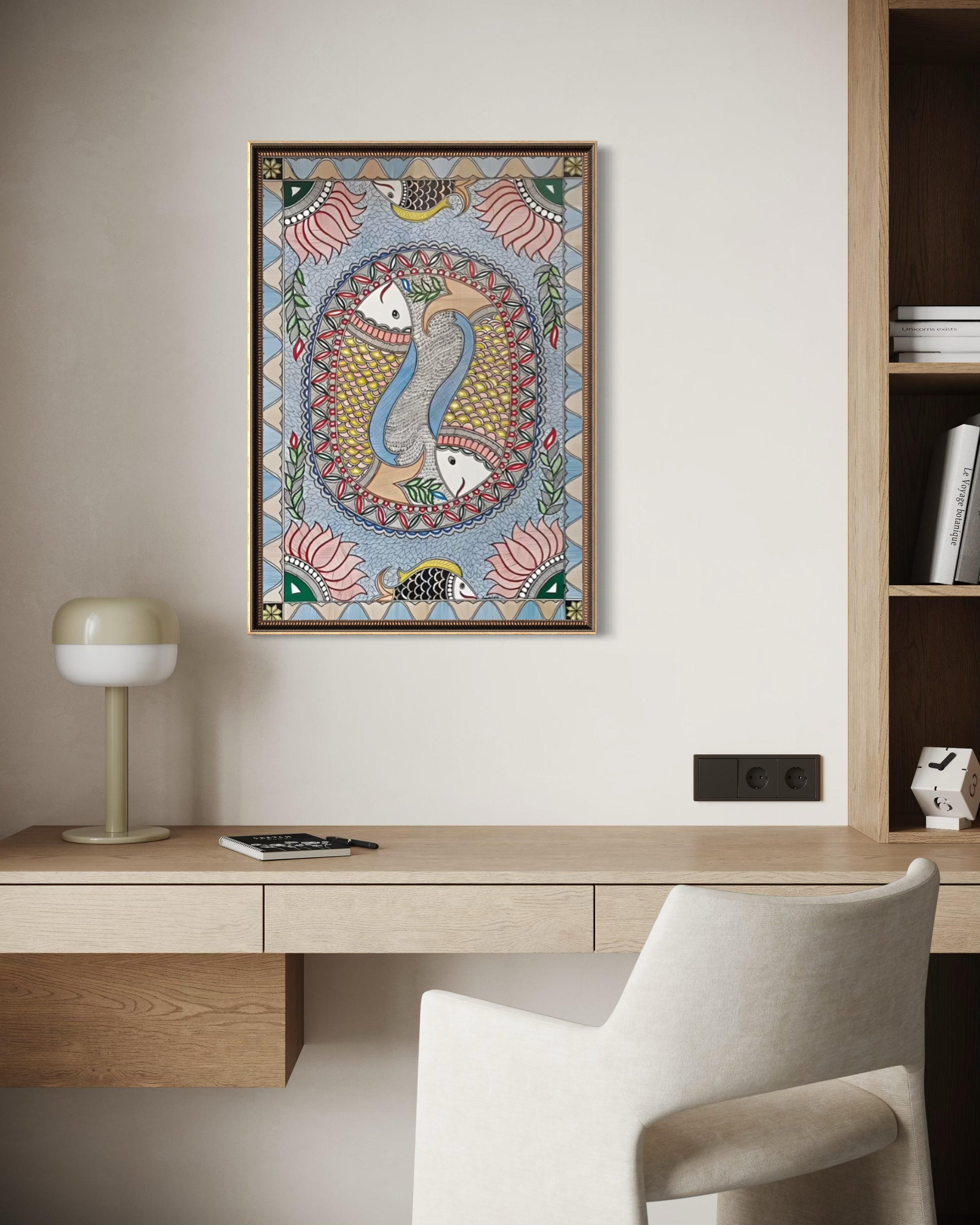 Echo of the River: Sacred Fish - Madhubani Painting