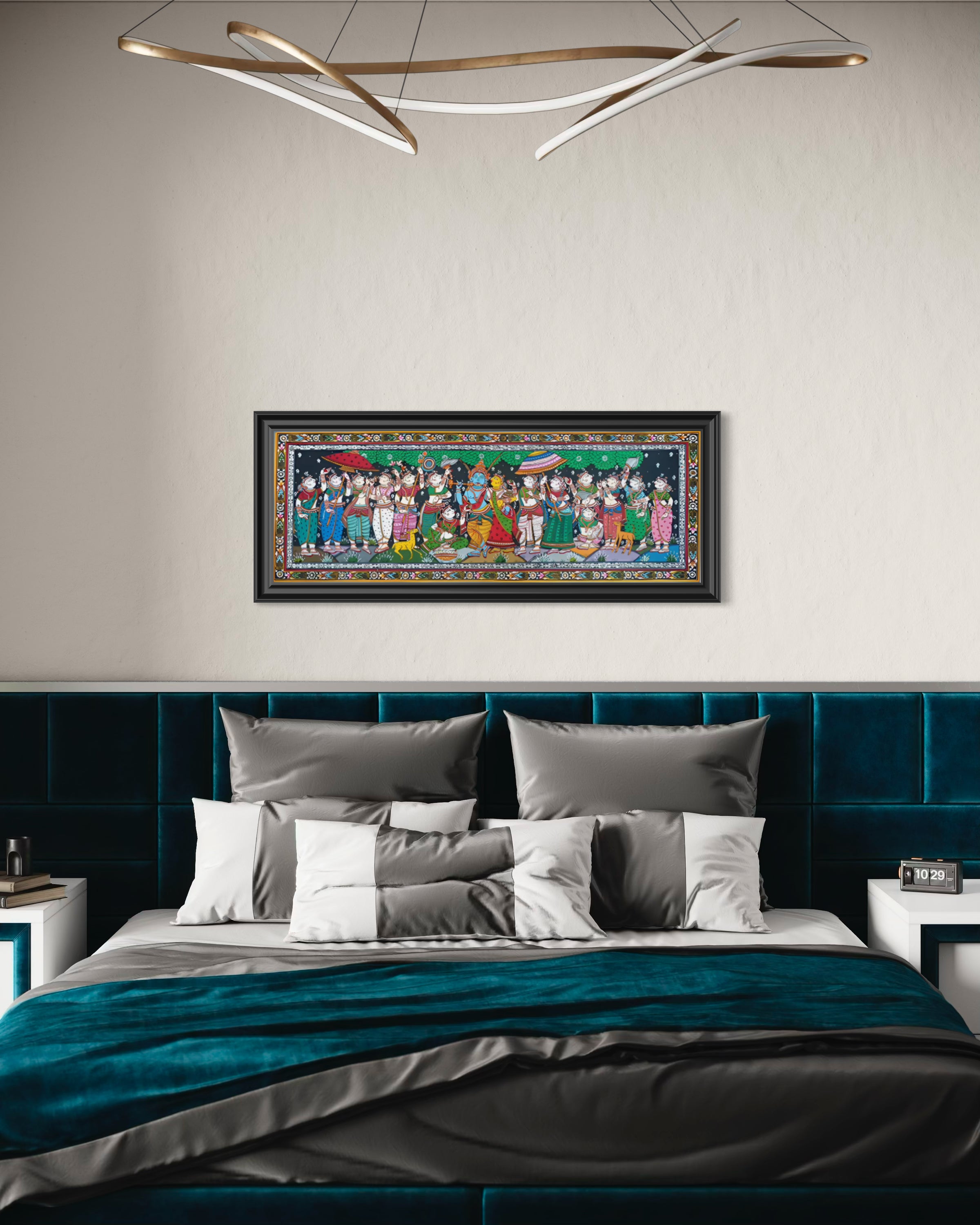 Divine Rasaleela: Radha Krishna with Gopikas – Orissa Pattachitra Painting