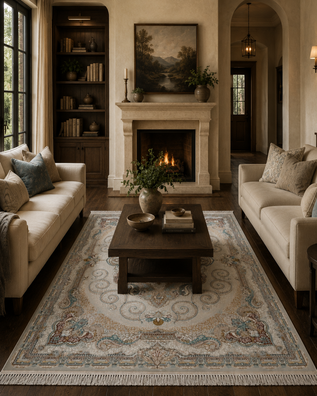 Bahar Silk & Wool Blend Carpet – Dusty Rose Botanical Allover