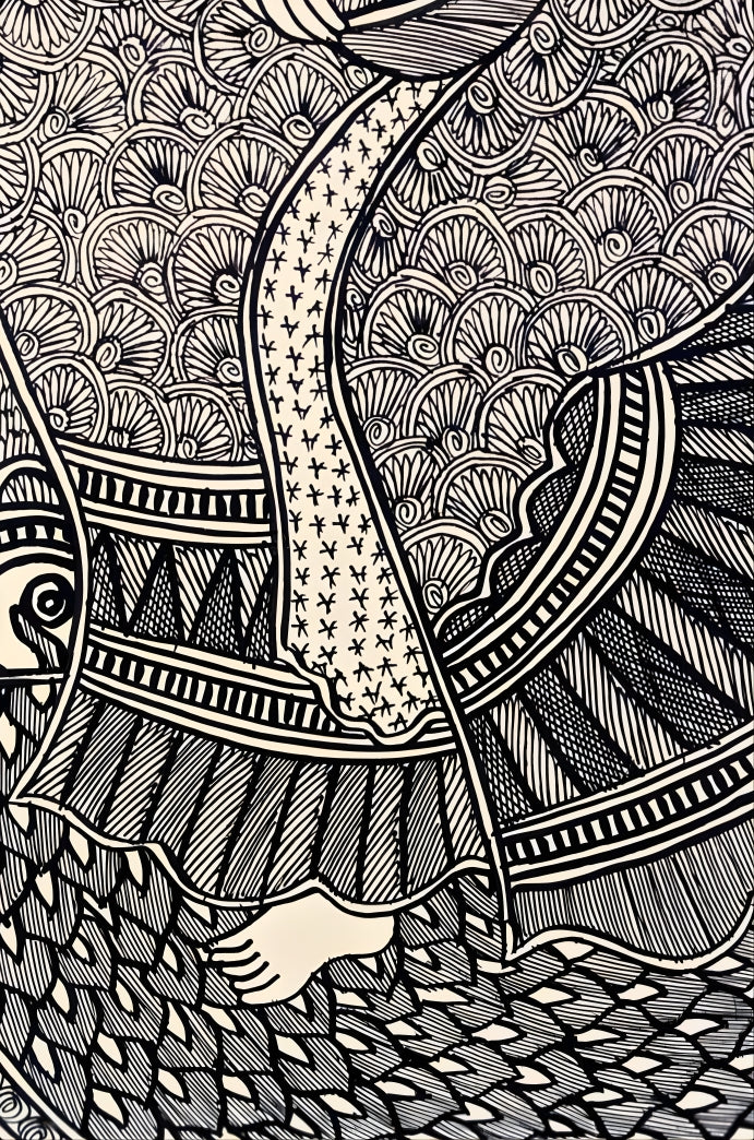 Saraswati in Kachni Style – Madhubani Painting