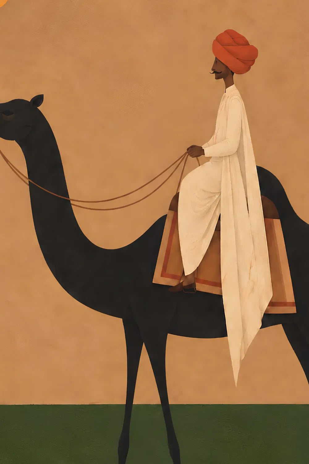 Art Print – “Oont Sawar”: The Camel Rider Beneath an Amber Sun