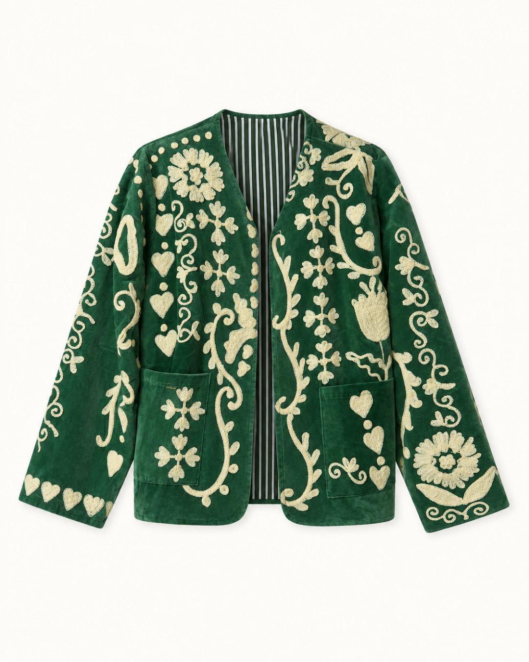 Dilruba Jacket (Unisex) – Emerald Green Ivory Embroidered Jacket