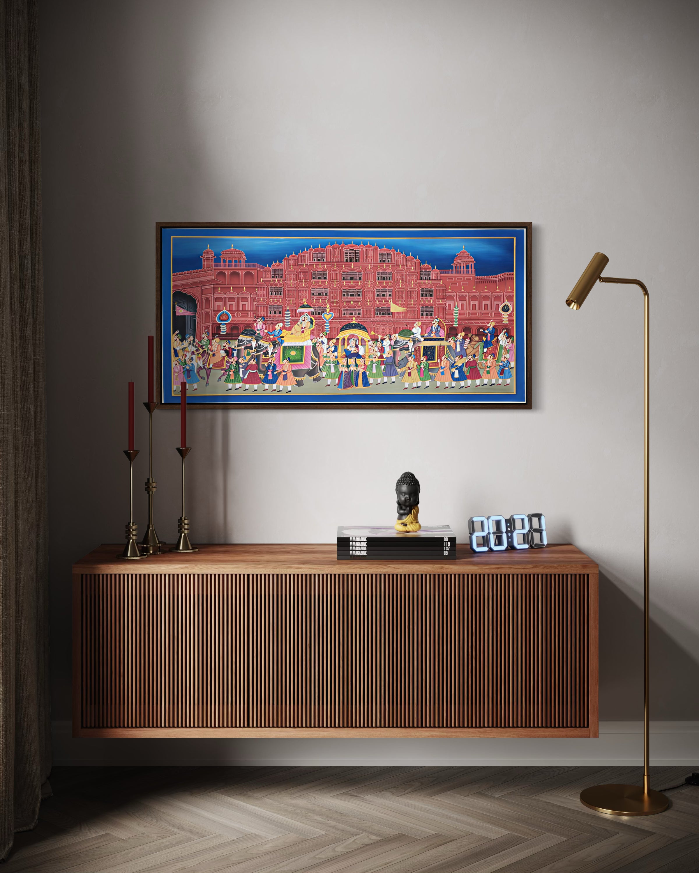 Miniature Painting- Hawa Mahal Maharaja Procession Painting