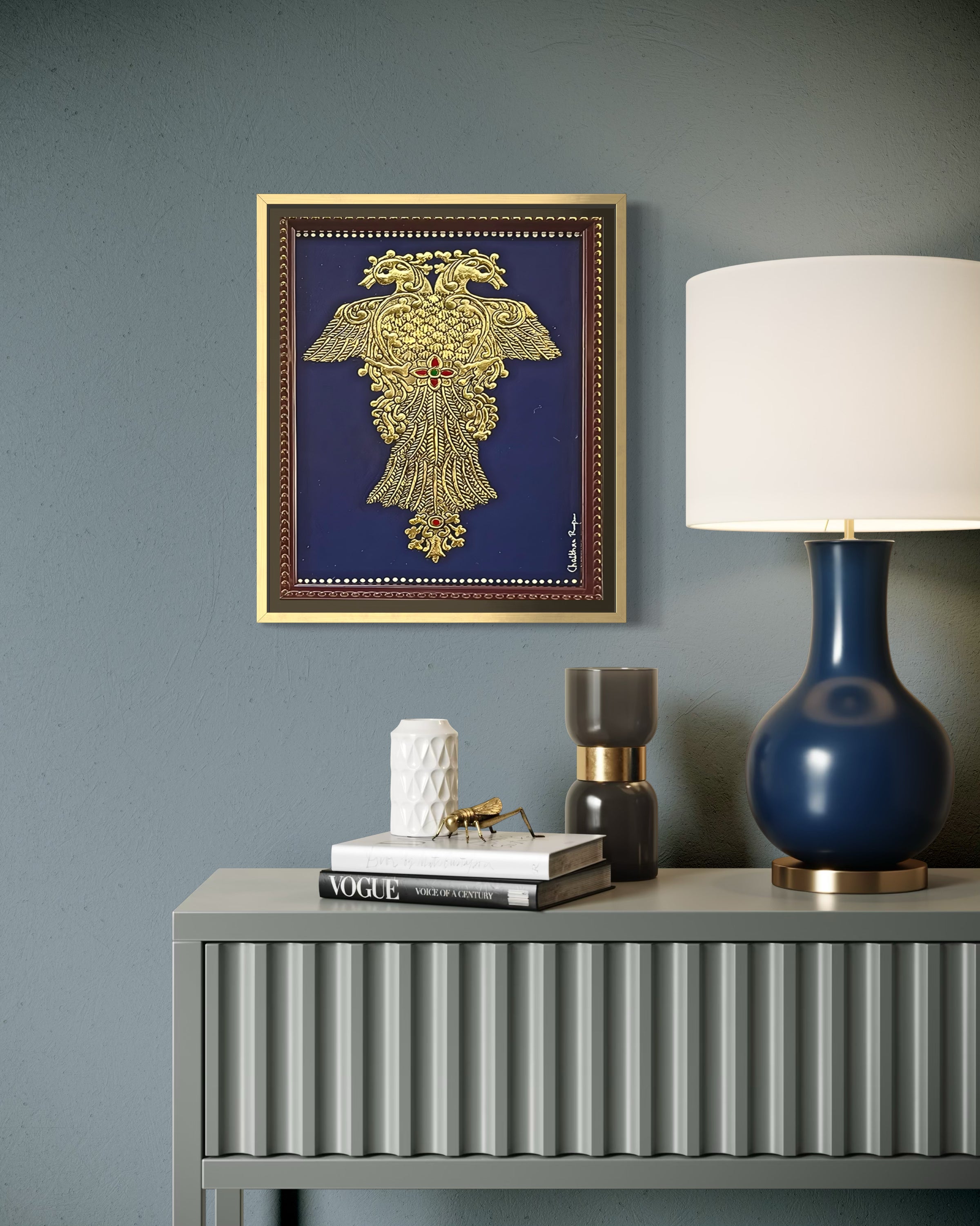 Gandaberunda – Mysore Painting (22KT Gold Leaf)