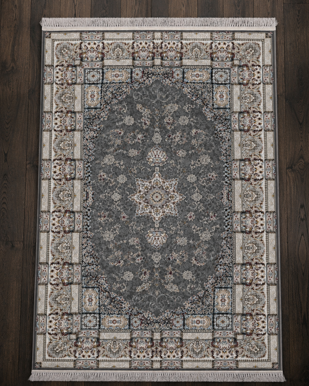 Zafar Silk & Wool Blend Carpet – Cobalt Terracotta Floral Allover