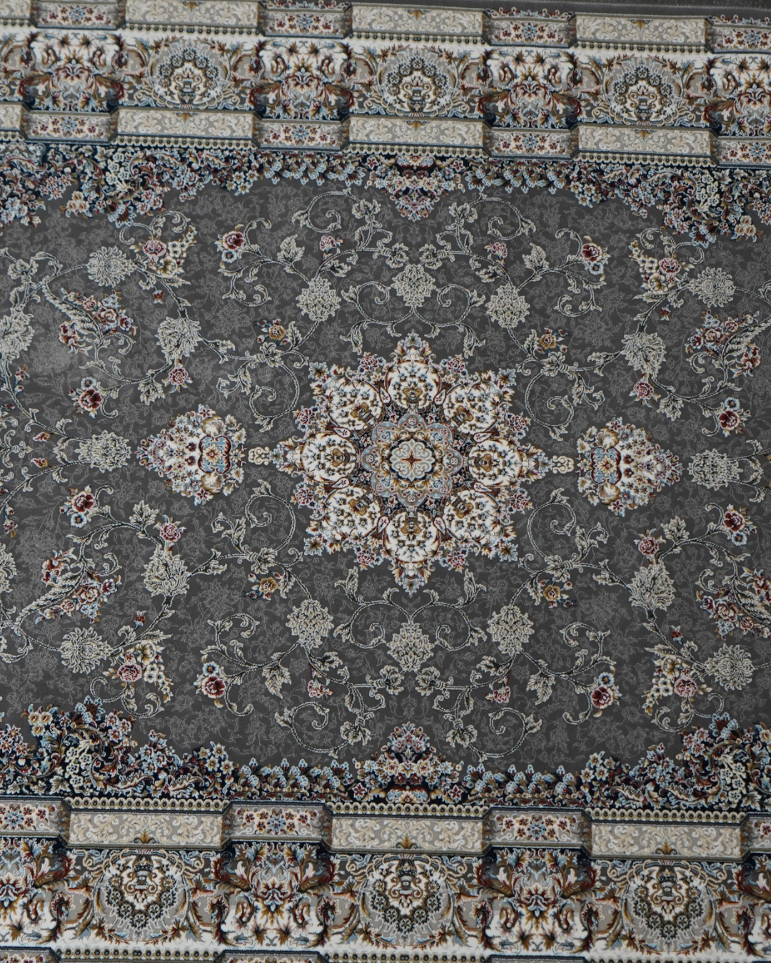 Zafar Silk & Wool Blend Carpet – Cobalt Terracotta Floral Allover