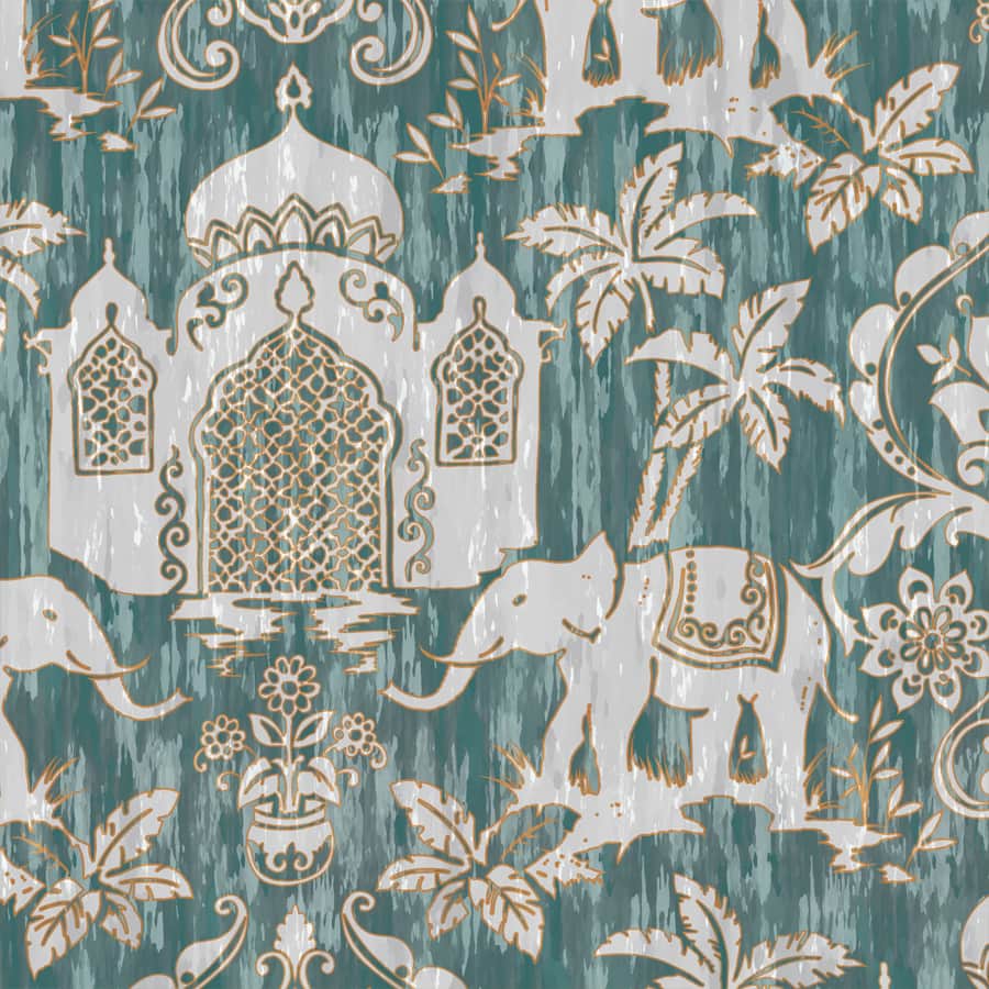 Walking majesty Hathi wallpaper - Customized traditional elephant pattern wallpaper
