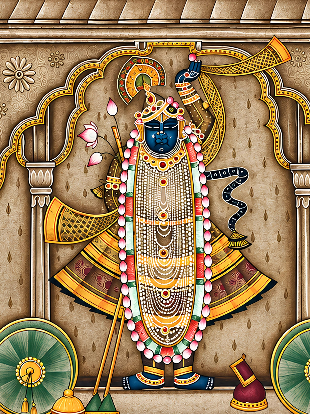 Handpainted – Pichwai – Shrinathji in the Haveli Arcade