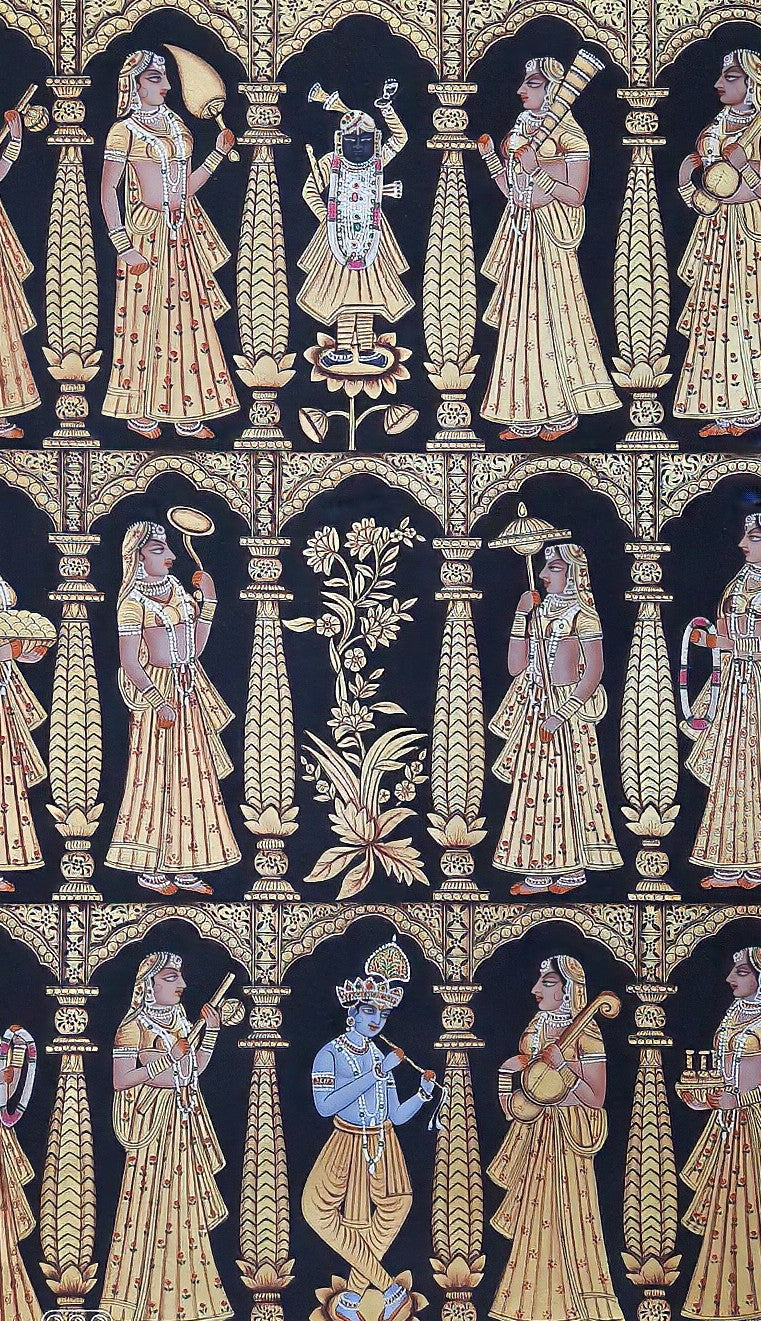 Pichwai- Golden Shrinathji Painting
