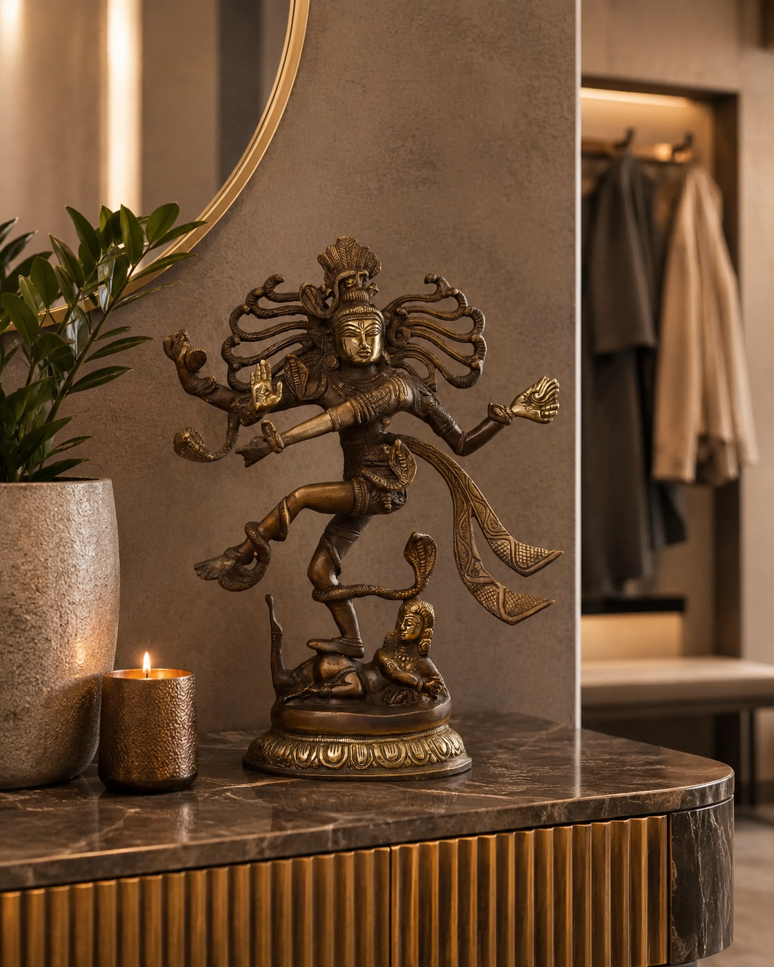Antique Dancing 'Nataraja' Statue in Mixed Bronze