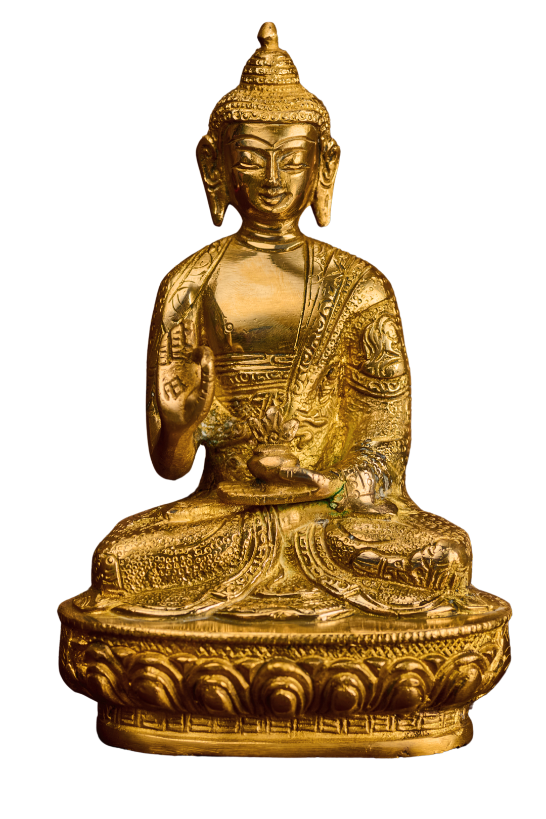 Solid Brass Buddha Sculpture in Classic Meditative Pose