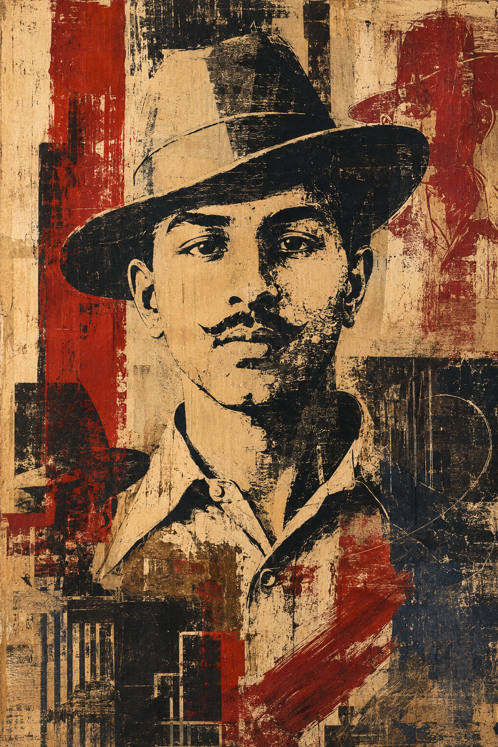 Handpainted – “The Revolutionary”: Bhagat Singh, Contemporary Heritage Painting