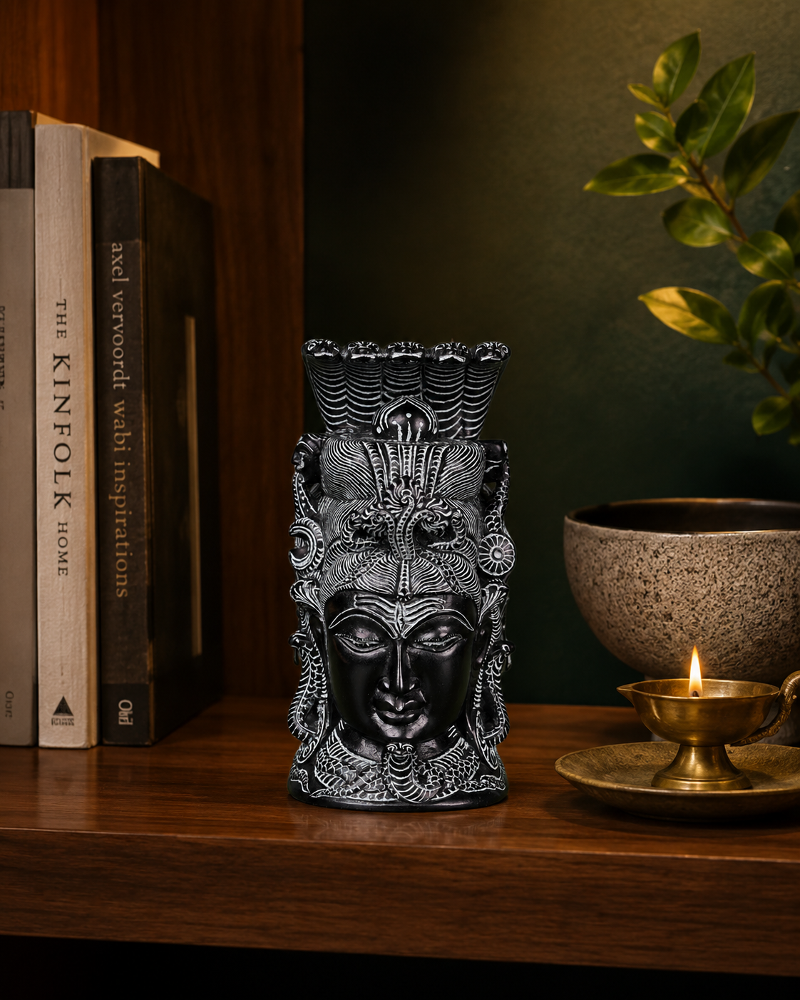 Black Stone 'Trimurti' Sculpture