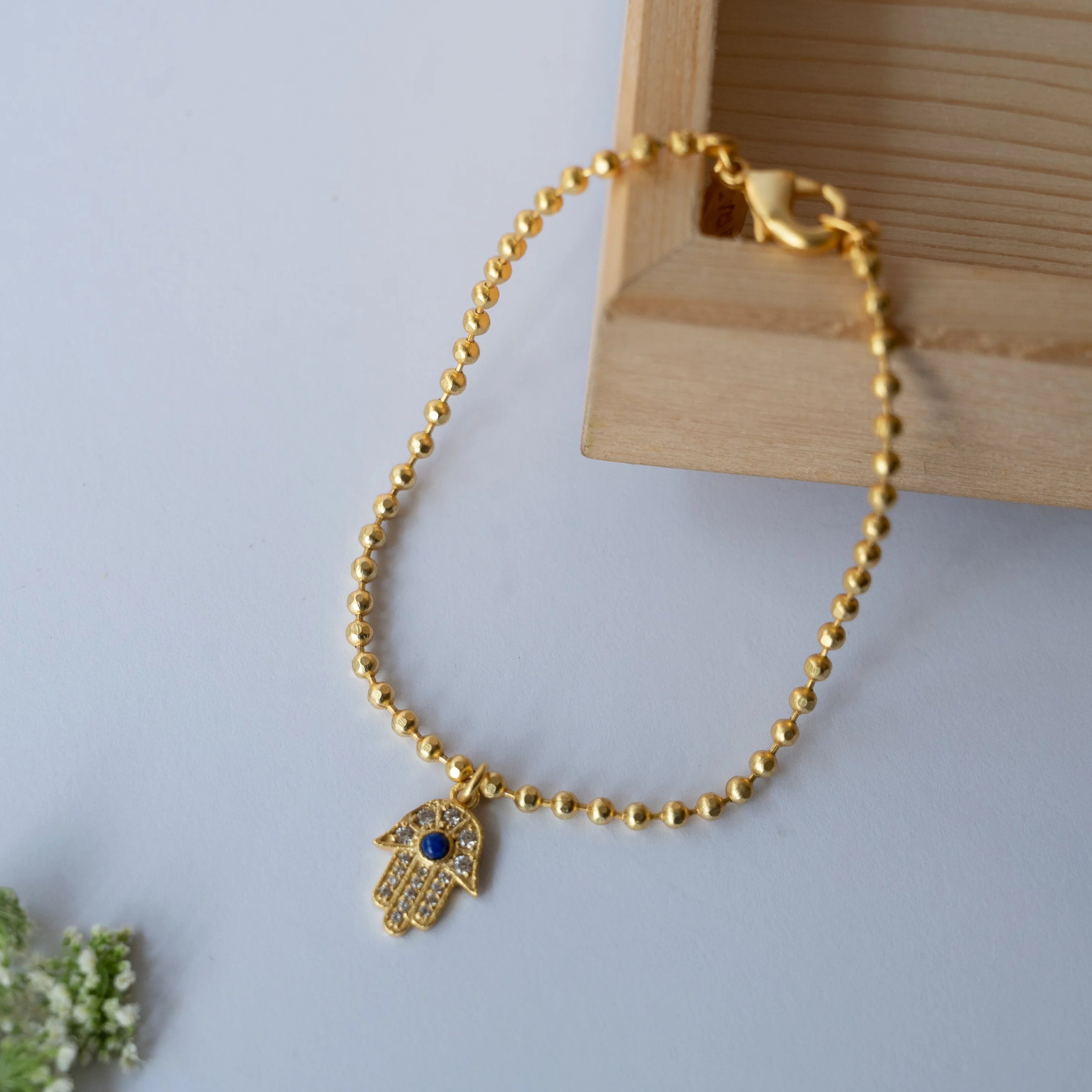 Protection Bracelet Set with Hamza Hand Bracelet and Evil Eye Bracelet