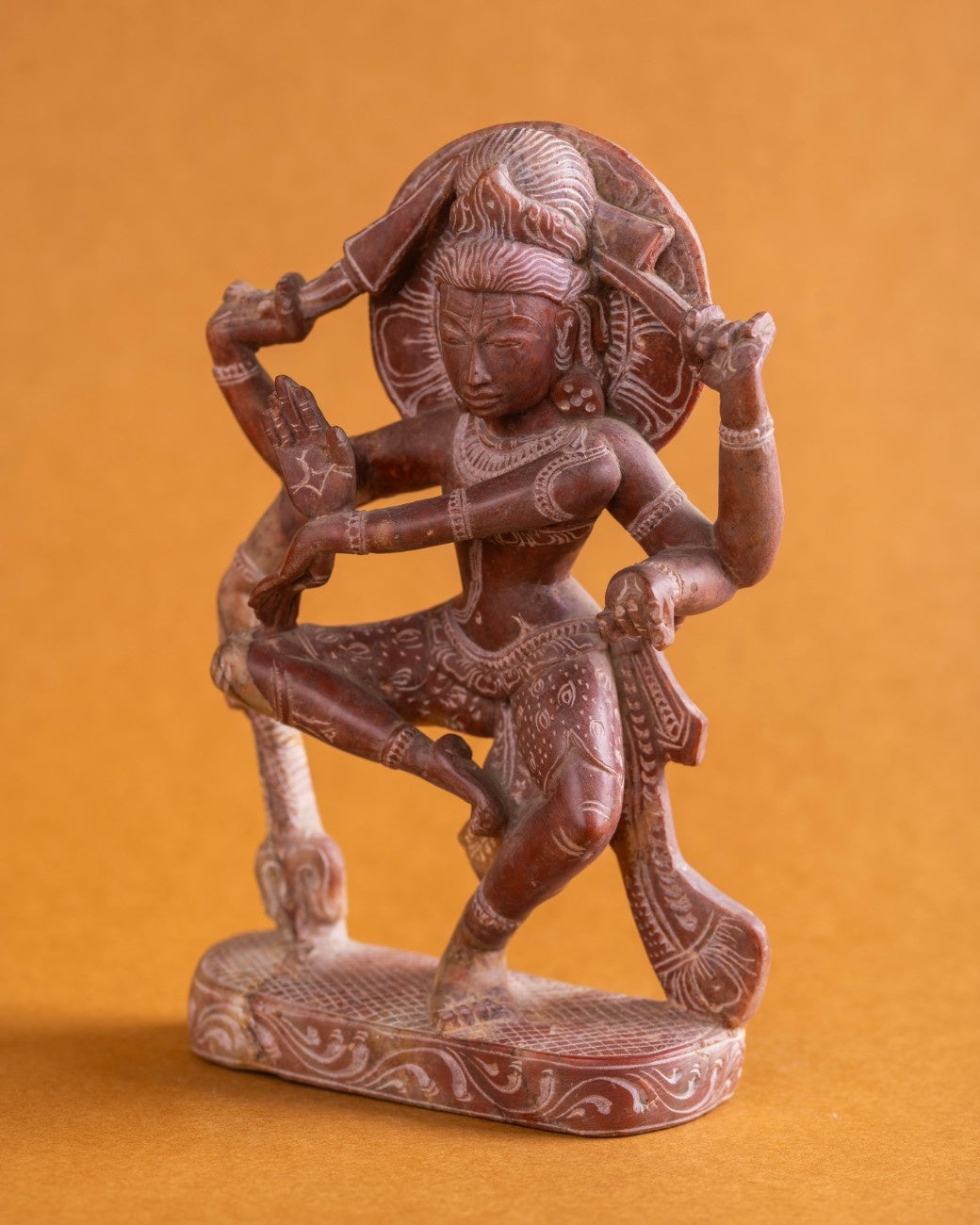 Indian Shiva statue red stone sculpture for home décor.