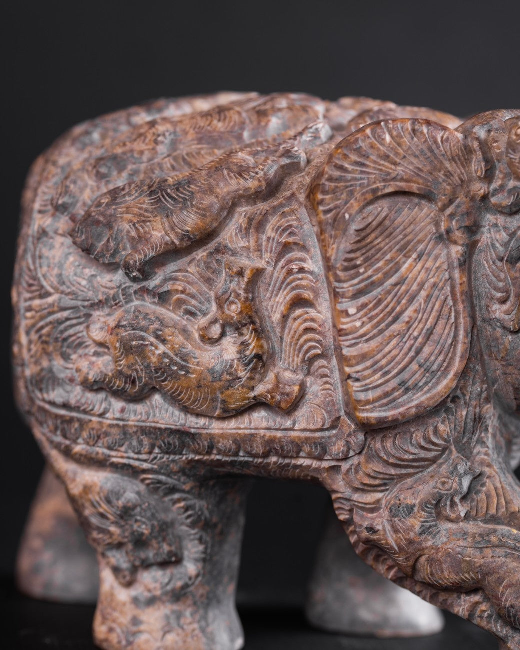 Intricately carved marble elephant figurine for home décor