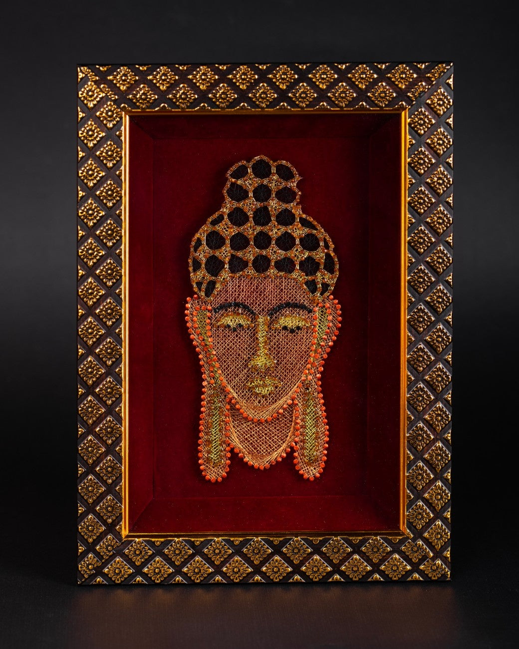 Framed Buddha Zardozi Art