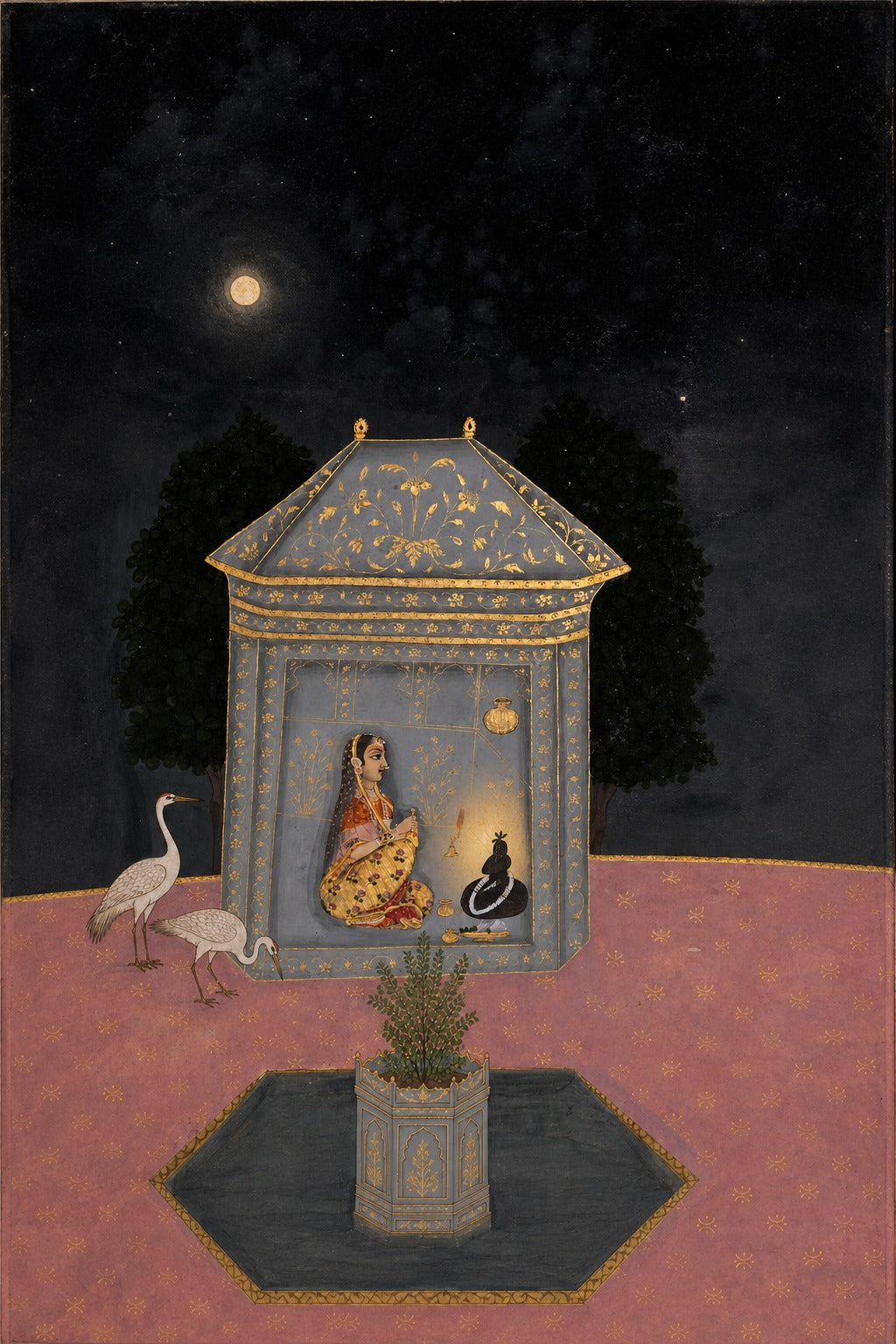 Pichwai – “Chandrika Upasana”: Celestial Devotional Painting