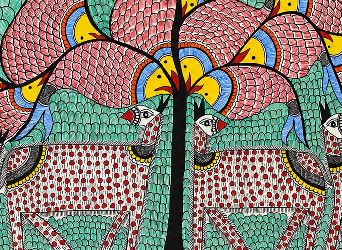 Harmony of Land and Water - Madhubani Painting