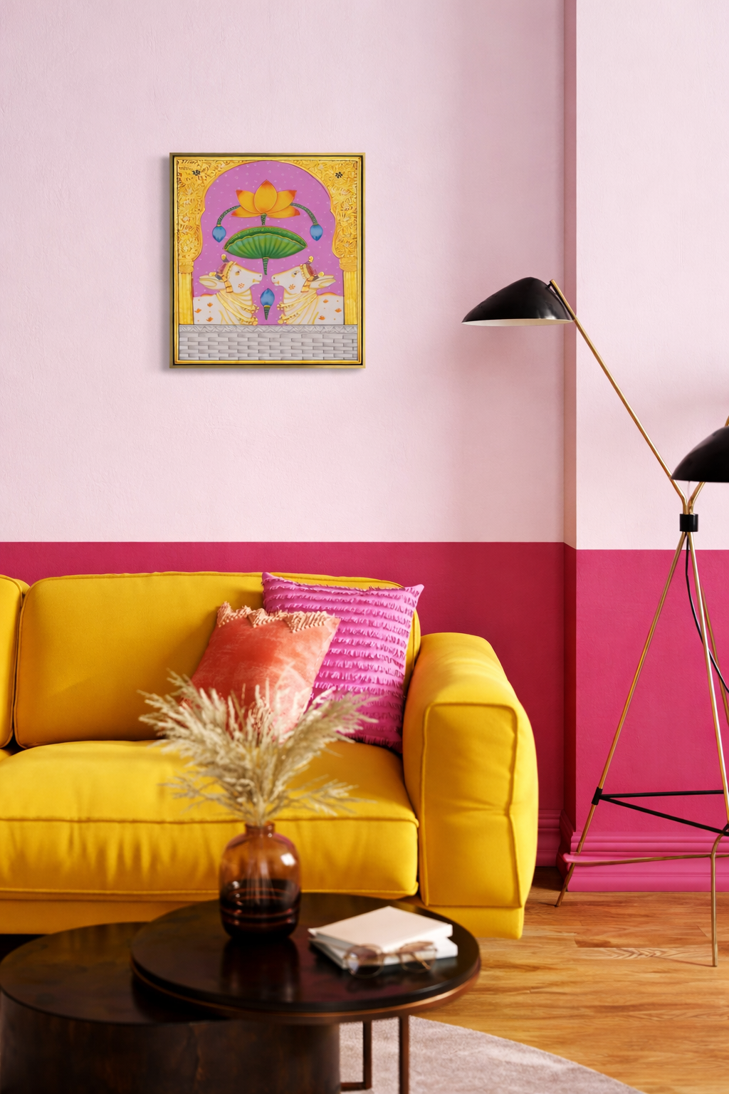 Radiant Lotus & Sacred Cows - Pichwai Painting