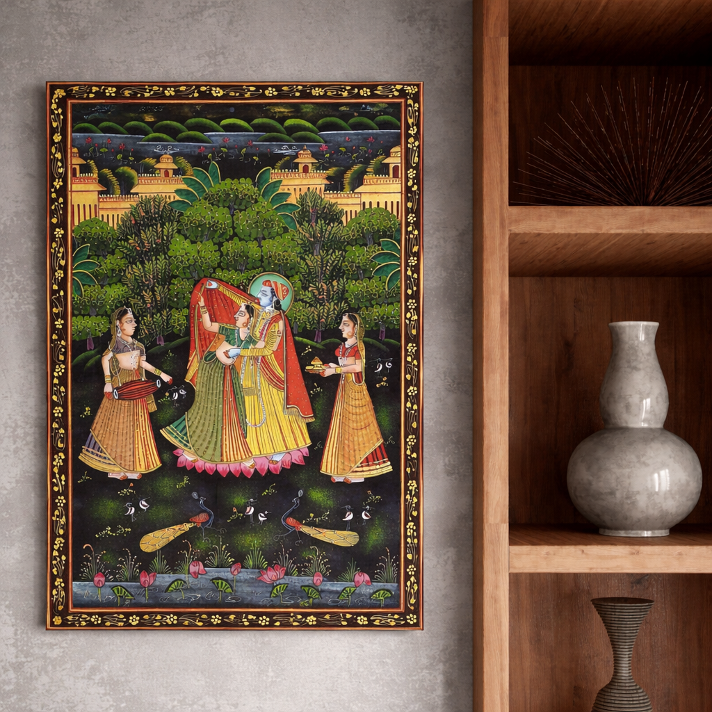 Miniature- Eternal Love: Radha Krishna Painting