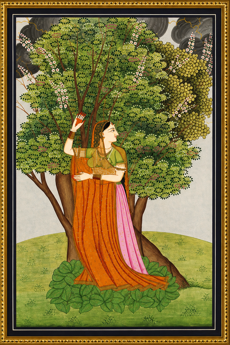 Nayika Beneath the Tree – A Kangra Miniature