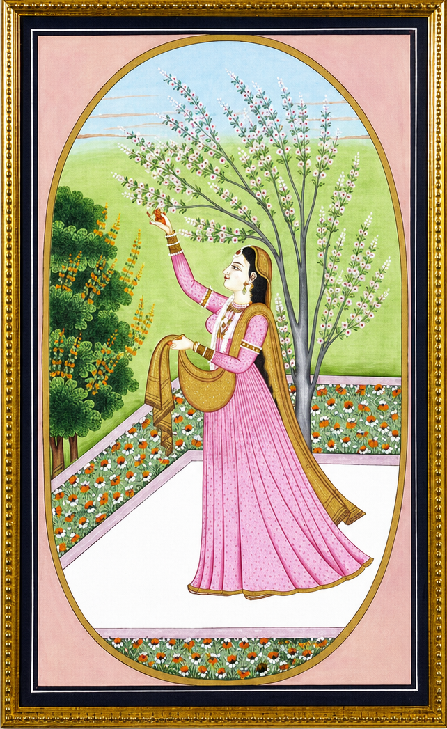 Garden Reverie – A Kangra Miniature