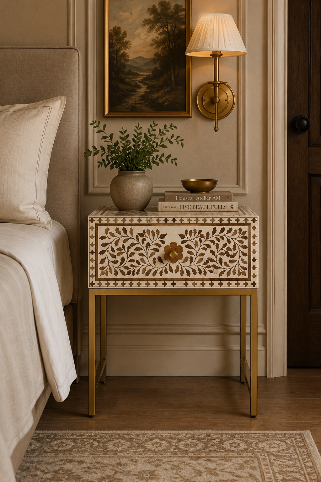 Petal Bone Inlay Side Table